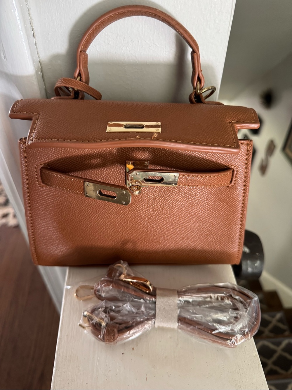 NEW Camel Brown Mini Bag w Strap